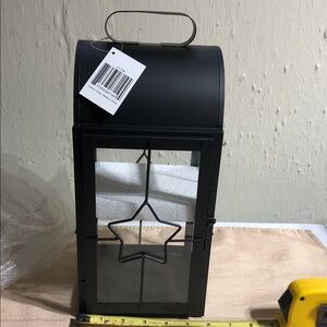 Black Metal Lantern / candle holder with Star Design